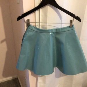 Blue vinyl skirt